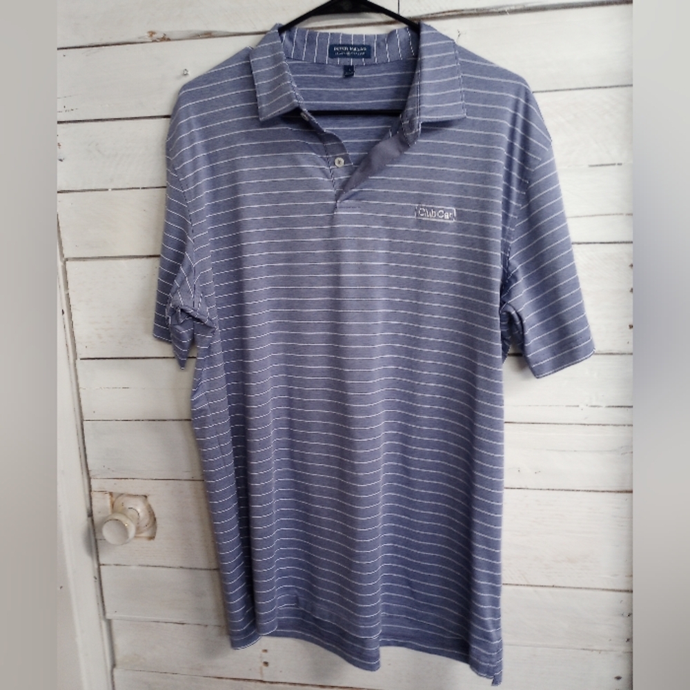 Peter Millar Crown Crafted Polo Shirt Large Club Car Midwest Golf Turf Logo
